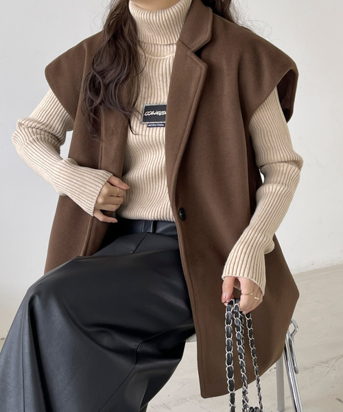 BANNER SELECT(バナーセレクト)の「フレンチミドルトテーラードジャケットジレ(ベスト・レディース・チャコールグレー/ブラック/アイボリー/ブラウン・L/M)」の14枚目の写真