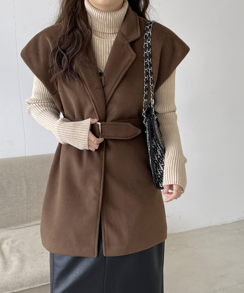 BANNER SELECT(バナーセレクト)の「フレンチミドルトテーラードジャケットジレ(ベスト・レディース・チャコールグレー/ブラック/アイボリー/ブラウン・L/M)」の6枚目の写真