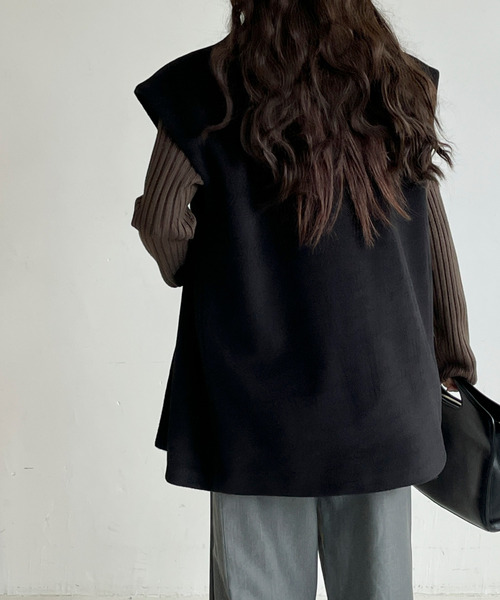 BANNER SELECT(バナーセレクト)の「フレンチミドルトテーラードジャケットジレ(ベスト・レディース・チャコールグレー/ブラック/アイボリー/ブラウン・L/M)」の10枚目の写真