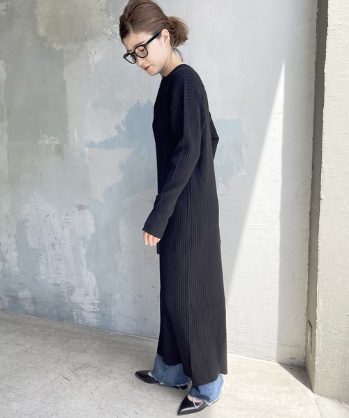 spick&span♡ヘンリーネックリブニットワンピース♡ロング 追加》手洗い可 / ヘンリーネックリブニットワンピース