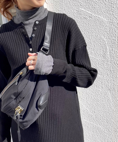 Spick & Span（スピックアンドスパン）の「≪追加≫ヘンリーネックリブニットワンピース（ワンピース・レディース・ネイビー/ブラック/ベージュ/カーキ・FREE）」の21枚目の写真