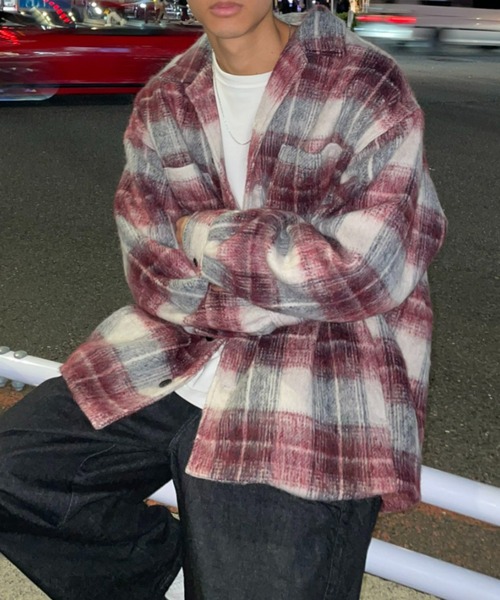 CIAOPANIC(チャオパニック)の「モヘアシャツジャケット(その他アウター・メンズ・レッド/グリーン・MEDIUM/LARGE)」の1枚目の写真