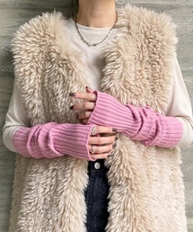 She's Closet（シーズクローゼット）の「指穴あきフィンガーホールリブ編みアームウォーマー（アームカバー・レディース・ピンク系）」