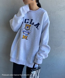 [UCLA/ユーシーエルエー] フロッキープリント 裏起毛ビックシルエットスウェット