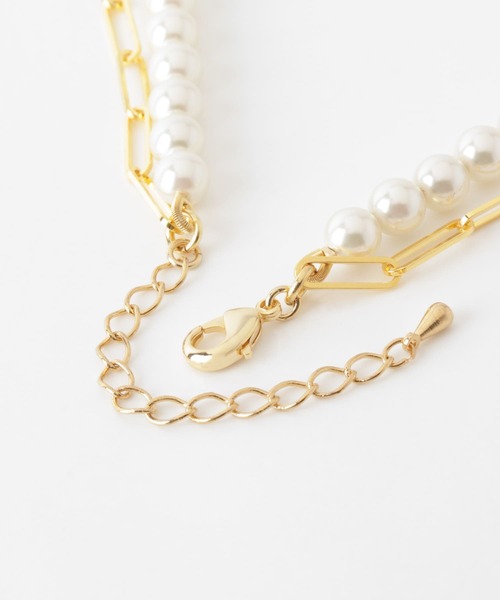 F by ROSSO（エフバイロッソ）の「F by ROSSO　パール×チェーン2連ネックレス（ネックレス・レディース・ホワイト・-）」の7枚目の写真