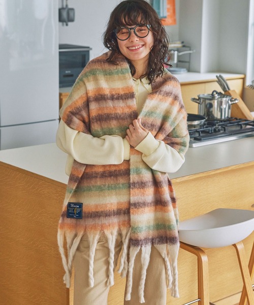 【新品同様】プラダ　コート　チェック　ツイード　オレンジ　カフス　ボリューム袖 新品同様】プラダ コート チェック ツイード オレンジ カフス