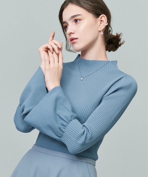 STRAWBERRY-FIELDS（ストロベリーフィールズ）の「シエナポリー　ニット・セーター（ニット/セーター・レディース・ブルー/ブラック/オフホワイト/ピンク/ネイビー・2）」の4枚目の写真