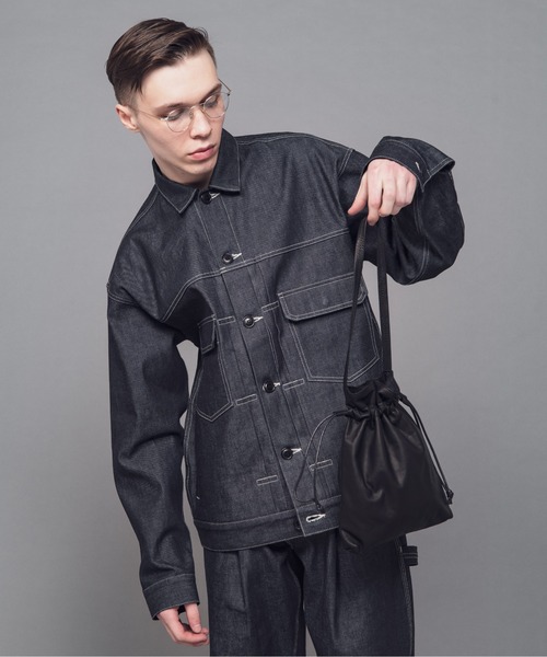 MR.OLIVE(ミスターオリーブ)の「MR.OLIVE/ミスターオリーブ WATER PROOF LIGHT LEATHER / DRAWSTRING BAG レザー 巾着バッグ ハンドバッグ(ショルダーバッグ・メンズ・ブラック/ブラウン・FREE)」の10枚目の写真