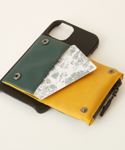 green ブックカバー、スマホポーチ ポケット付き 倉敷帆布 革タグスマホポーチ HIGHCAMP FACTORY OFFICIAL