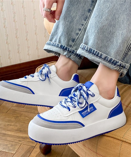 aimoha（アイモハ）の「ローカット厚底シューズ　スケートシューズ（スニーカー・メンズ・ブラック/ブルー/グリーン・25.0cm/24.5cm/27.0cm/25.5cm/26.5cm/26.0cm）」の3枚目の写真