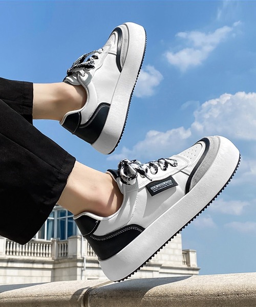 aimoha（アイモハ）の「ローカット厚底シューズ　スケートシューズ（スニーカー・メンズ・ブラック/ブルー/グリーン・25.0cm/24.5cm/27.0cm/25.5cm/26.5cm/26.0cm）」の2枚目の写真