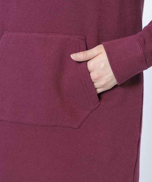 X-girl(エックスガール)の「LOGO SWEAT HOODIE DRESS(ワンピース・レディース・ブラック/アッシュ/バーガンディー/ネイビー・1/2)」の9枚目の写真