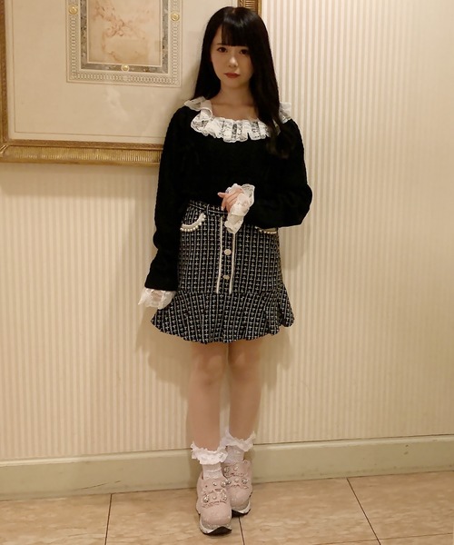 Swankiss(スワンキス)の「LC lace collar knit(ニット/セーター・レディース・ホワイト/レッド/ブラック・FREE)」の5枚目の写真