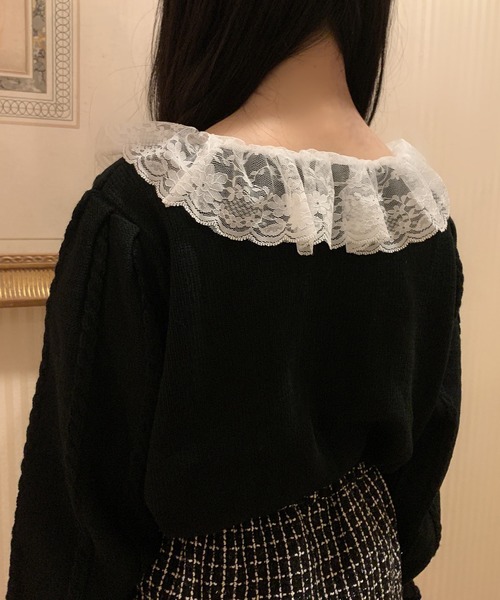 Swankiss(スワンキス)の「LC lace collar knit(ニット/セーター・レディース・ホワイト/レッド/ブラック・FREE)」の9枚目の写真