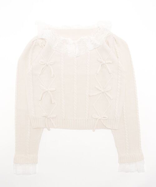 Swankiss(スワンキス)の「LC lace collar knit(ニット/セーター・レディース・ホワイト/レッド/ブラック・FREE)」の11枚目の写真