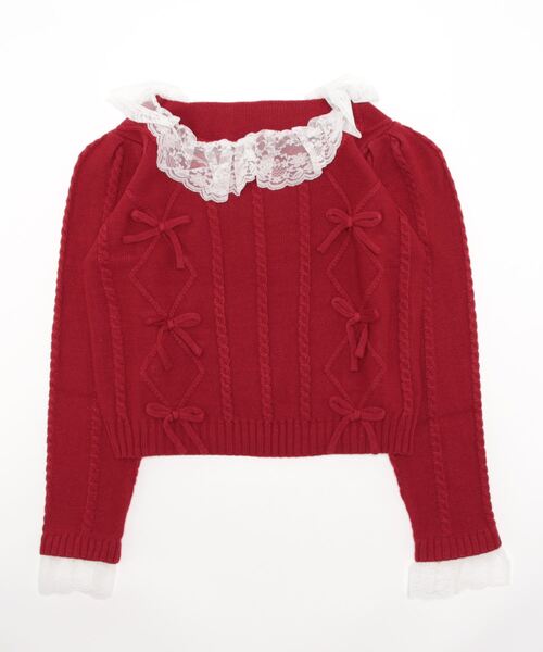 Swankiss(スワンキス)の「LC lace collar knit(ニット/セーター・レディース・ホワイト/レッド/ブラック・FREE)」の13枚目の写真