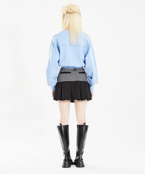 X-girl（エックスガール）の「JERSEY WOVEN MINI SKIRT（スカート・レディース・インディゴブルー/ベージュ/ブラック・XS/M/S）」の6枚目の写真