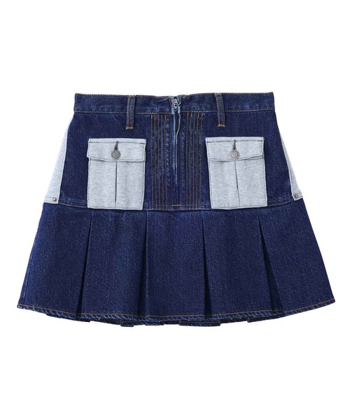 X-girl（エックスガール）の「JERSEY WOVEN MINI SKIRT（スカート・レディース・インディゴブルー/ベージュ/ブラック・XS/M/S）」の14枚目の写真