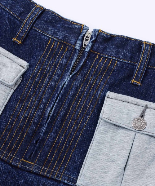 X-girl（エックスガール）の「JERSEY WOVEN MINI SKIRT（スカート・レディース・インディゴブルー/ベージュ/ブラック・XS/M/S）」の16枚目の写真