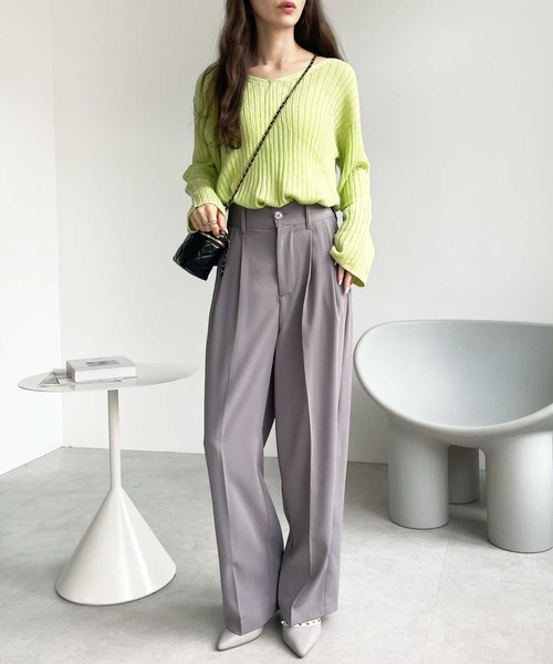 GeeRA（ジーラ）の「ハイウエストスラックスパンツ（スラックス・レディース・ピンク/ブラック/グレー/ブルー・SMALL/MEDIUM/LARGE/X-LARGE）」の10枚目の写真