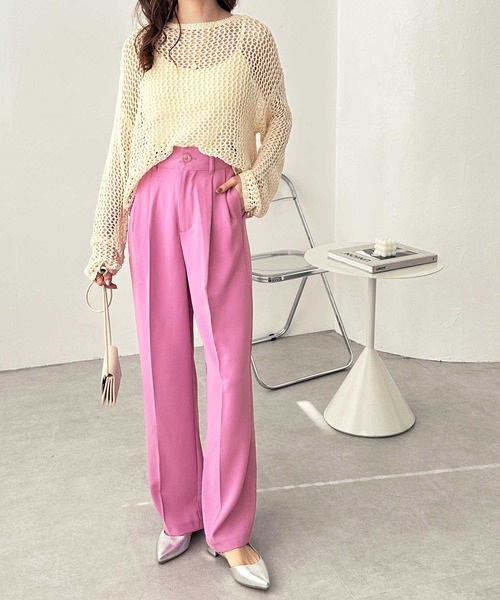 GeeRA（ジーラ）の「ハイウエストスラックスパンツ（スラックス・レディース・ピンク/ブラック/グレー/ブルー・SMALL/MEDIUM/LARGE/X-LARGE）」の20枚目の写真