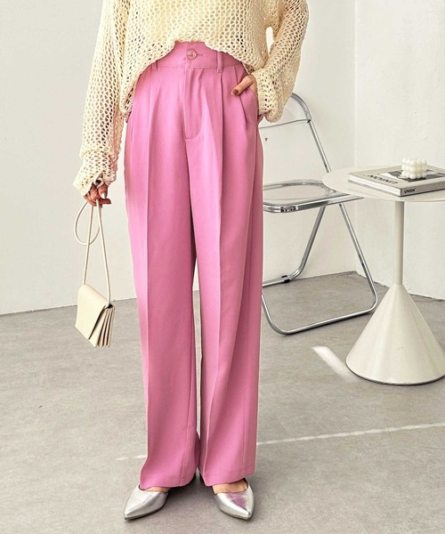 GeeRA（ジーラ）の「ハイウエストスラックスパンツ（スラックス・レディース・ピンク/ブラック/グレー/ブルー・SMALL/MEDIUM/LARGE/X-LARGE）」の19枚目の写真