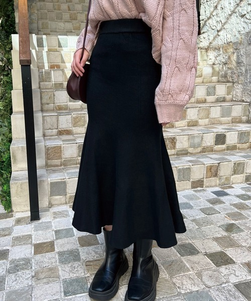 SPIGA（スピーガ）の「ニットロングマーメイドスカート（スカート・レディース・ブラック/グレー/ベージュ・FREE）」の2枚目の写真