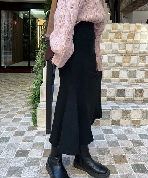 SPIGA（スピーガ）の「ニットロングマーメイドスカート（スカート・レディース・ブラック/グレー/ベージュ・FREE）」の8枚目の写真