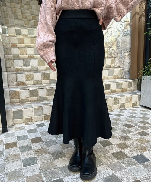 SPIGA（スピーガ）の「ニットロングマーメイドスカート（スカート・レディース・ブラック/グレー/ベージュ・FREE）」の4枚目の写真