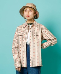 WASH N' MADE -  L/S PRINT OPEN COLLAR