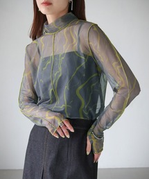 cheriella | 【cheriella】WEB限定フィンガーホールマーブルハイネックシアートップス長袖　　新色追加(Tシャツ/カットソー)