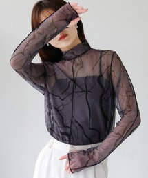 cheriella | 【cheriella】WEB限定フィンガーホールマーブルハイネックシアートップス長袖　　新色追加(Tシャツ/カットソー)