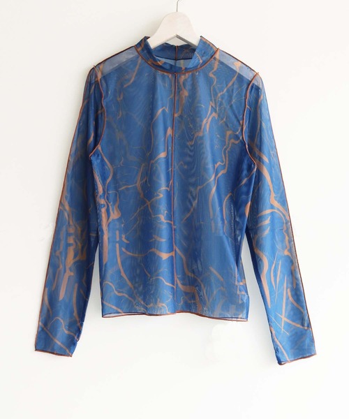 cheriella（シェリエラ）の「【cheriella】WEB限定フィンガーホールマーブルハイネックシアートップス長袖（Tシャツ/カットソー・レディース・ブラック/グレイッシュベージュ/ブルー/カーキ/グレー系その他/グレー/ブルーグリーン/ワイン・M）」の15枚目の写真