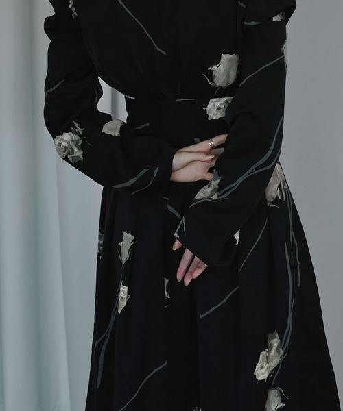 Ezick（エジック）の「Falling flower レディモードワンピース（ドレス・レディース・ホワイト系その他/ブラック系その他/ブラック×グリーン・FREE）」の14枚目の写真