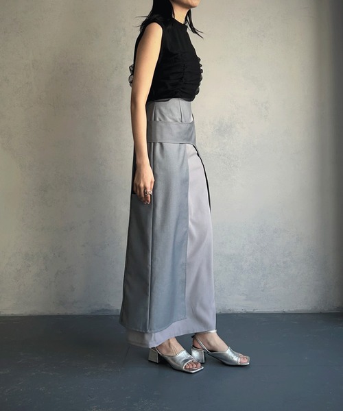 &g'aime（アンジェム）の「【&g’aime】カーブレイヤードスカート（スカート・レディース・ブルー/ブラック・FREE）」の8枚目の写真