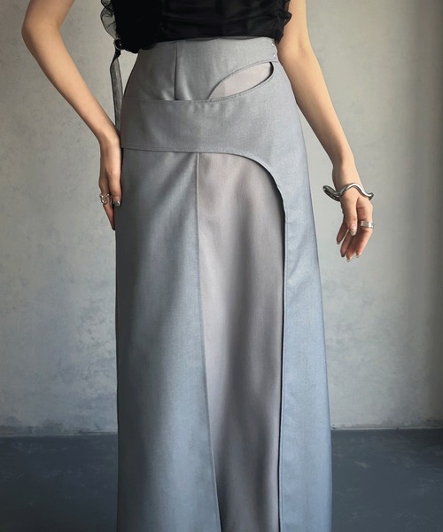 &g'aime（アンジェム）の「【&g’aime】カーブレイヤードスカート（スカート・レディース・ブルー/ブラック・FREE）」の6枚目の写真