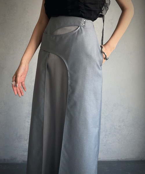 &g'aime（アンジェム）の「【&g’aime】カーブレイヤードスカート（スカート・レディース・ブルー/ブラック・FREE）」の9枚目の写真