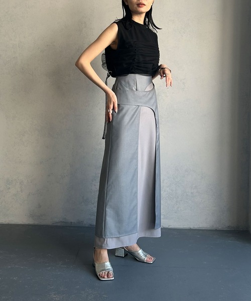 &g'aime（アンジェム）の「【&g’aime】カーブレイヤードスカート（スカート・レディース・ブルー/ブラック・FREE）」の7枚目の写真