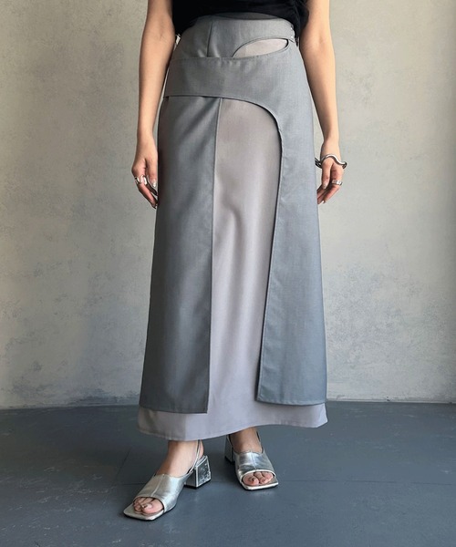 &g'aime（アンジェム）の「【&g’aime】カーブレイヤードスカート（スカート・レディース・ブルー/ブラック・FREE）」の5枚目の写真