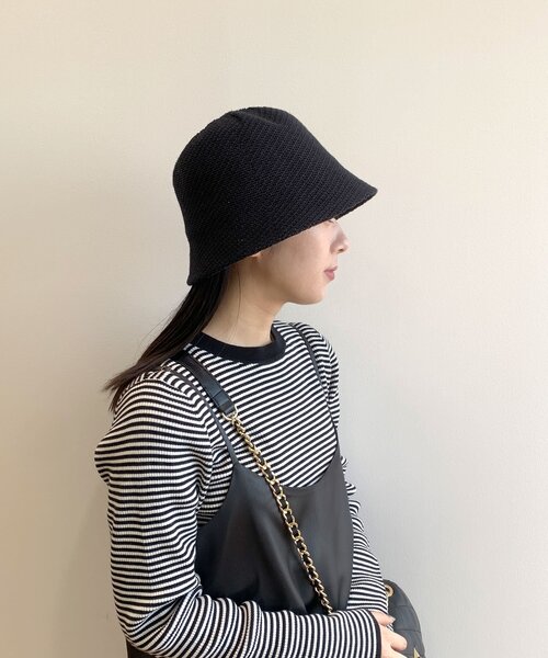 OPAQUE.CLIP（オペークドットクリップ）の「◆編み柄バケハ（ハット・レディース・アイボリー/ブラック・00）」の4枚目の写真