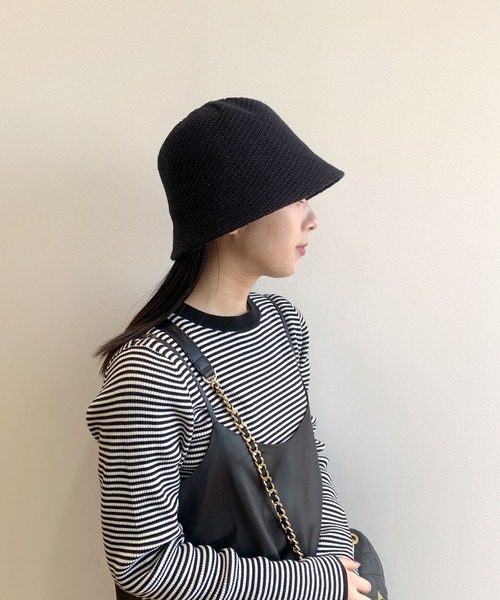 OPAQUE.CLIP（オペークドットクリップ）の「◆編み柄バケハ（ハット・レディース・アイボリー/ブラック・00）」の2枚目の写真