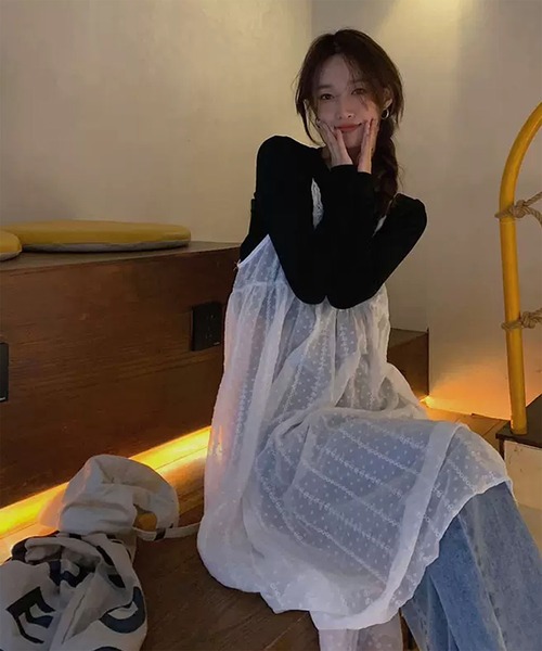 LYEON(リヨン)の「レースキャミワンピース(ワンピース・レディース・ホワイト・FREE)」の9枚目の写真