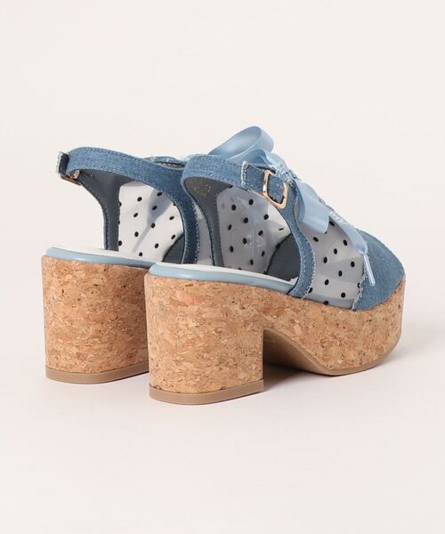 algy(アルジー)の「(ALGY)ドット柄 レースアップ ヒールサンダル(サンダル・キッズ・ブラック/ブルー/ホワイト・19.0cm/20.0cm/21.0cm/22.0cm/23.0cm/24.0cm)」の5枚目の写真