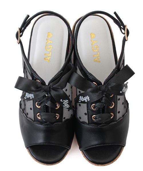 algy(アルジー)の「(ALGY)ドット柄 レースアップ ヒールサンダル(サンダル・キッズ・ブラック/ブルー/ホワイト・19.0cm/20.0cm/21.0cm/22.0cm/23.0cm/24.0cm)」の11枚目の写真