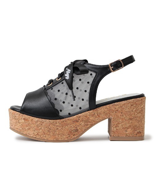 algy(アルジー)の「(ALGY)ドット柄 レースアップ ヒールサンダル(サンダル・キッズ・ブラック/ブルー/ホワイト・19.0cm/20.0cm/21.0cm/22.0cm/23.0cm/24.0cm)」の10枚目の写真