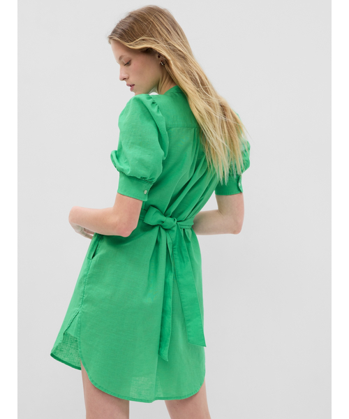 GAP（ギャップ）の「袖コンシャス コットンリネン混紡 シャツワンピース（ワンピース・レディース・ベージュ/グリーン/ブルー/ブラック・XS/S/M/L/XXS）」の12枚目の写真