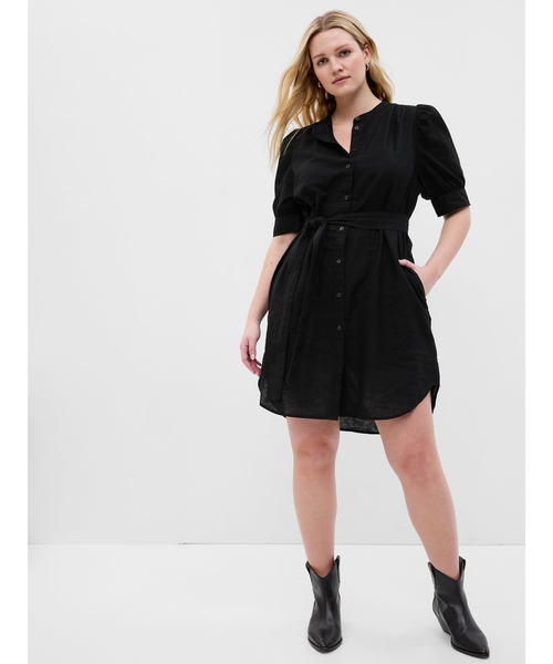 GAP（ギャップ）の「袖コンシャス コットンリネン混紡 シャツワンピース（ワンピース・レディース・ベージュ/グリーン/ブルー/ブラック・XS/S/M/L/XXS）」の7枚目の写真