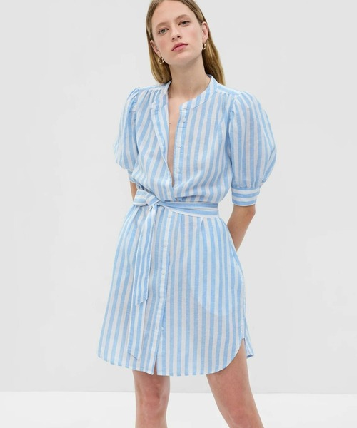 GAP（ギャップ）の「袖コンシャス コットンリネン混紡 シャツワンピース（ワンピース・レディース・ベージュ/グリーン/ブルー/ブラック・XS/S/M/L/XXS）」の4枚目の写真