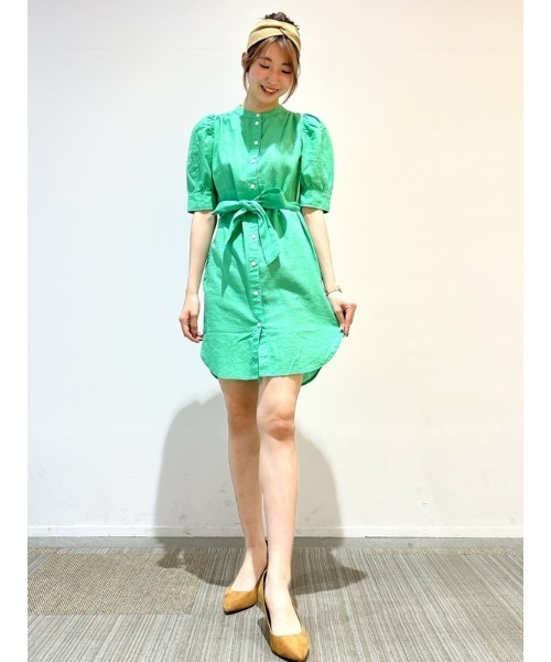 GAP（ギャップ）の「袖コンシャス コットンリネン混紡 シャツワンピース（ワンピース・レディース・ベージュ/グリーン/ブルー/ブラック・XS/S/M/L/XXS）」の19枚目の写真