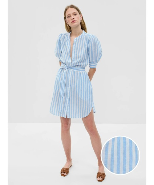 GAP（ギャップ）の「袖コンシャス コットンリネン混紡 シャツワンピース（ワンピース・レディース・ベージュ/グリーン/ブルー/ブラック・XS/S/M/L/XXS）」の15枚目の写真